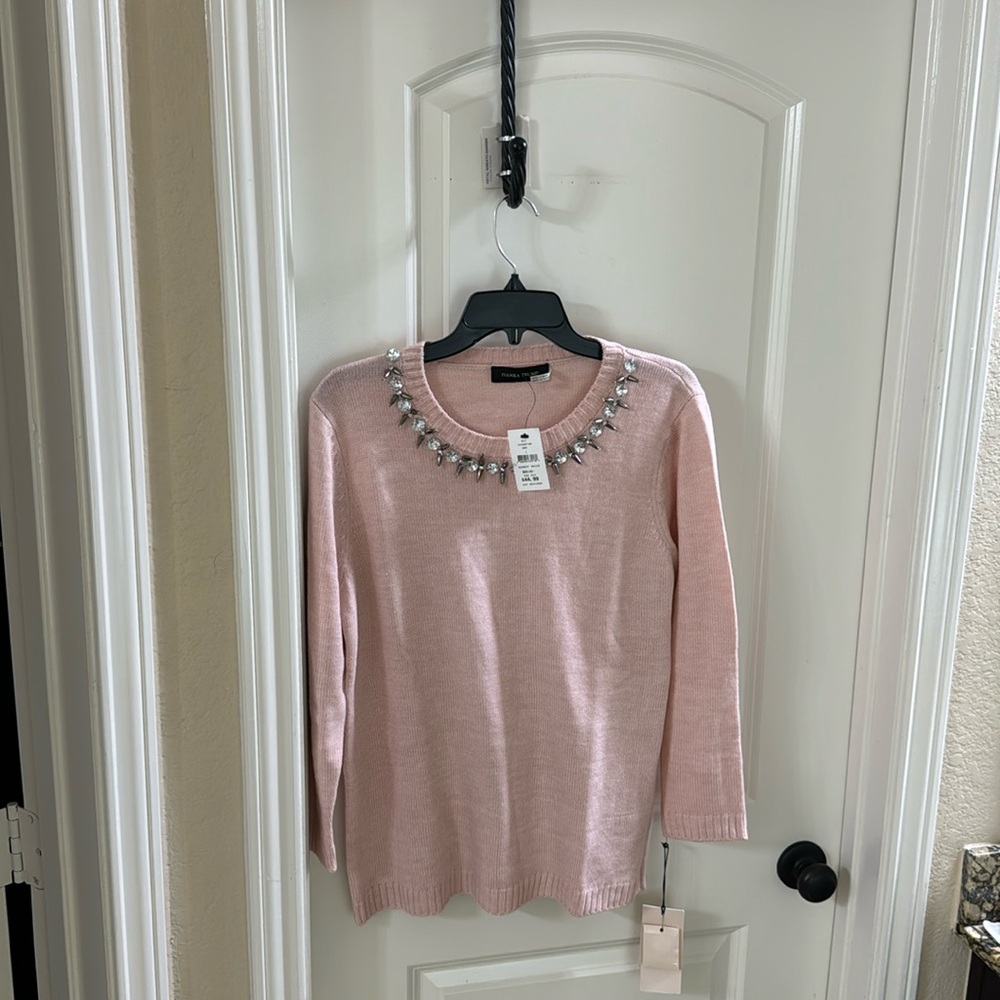 New Pink Jeweled Sweater
